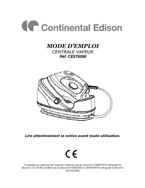 Guide utilisation CONTINENTAL EDISON CEST6090  de la marque CONTINENTAL EDISON