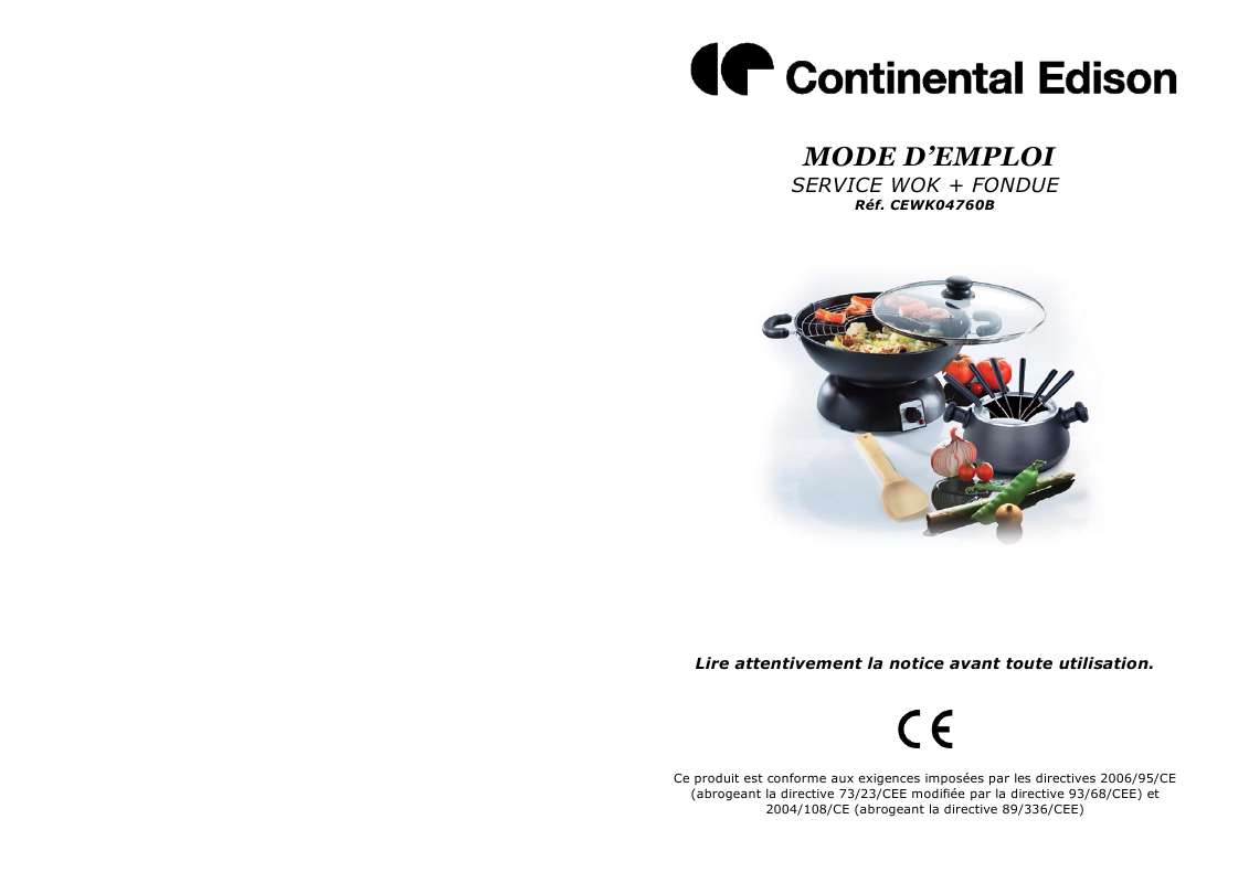 Guide utilisation CONTINENTAL EDISON CEWK04760B  de la marque CONTINENTAL EDISON