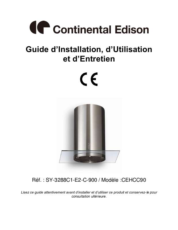 Guide utilisation CONTINENTAL EDISON SY-3288C1-E2-C-900  de la marque CONTINENTAL EDISON