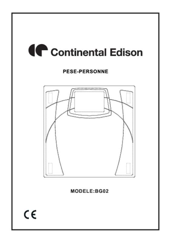 Guide utilisation CONTINENTAL EDISON BG02  de la marque CONTINENTAL EDISON