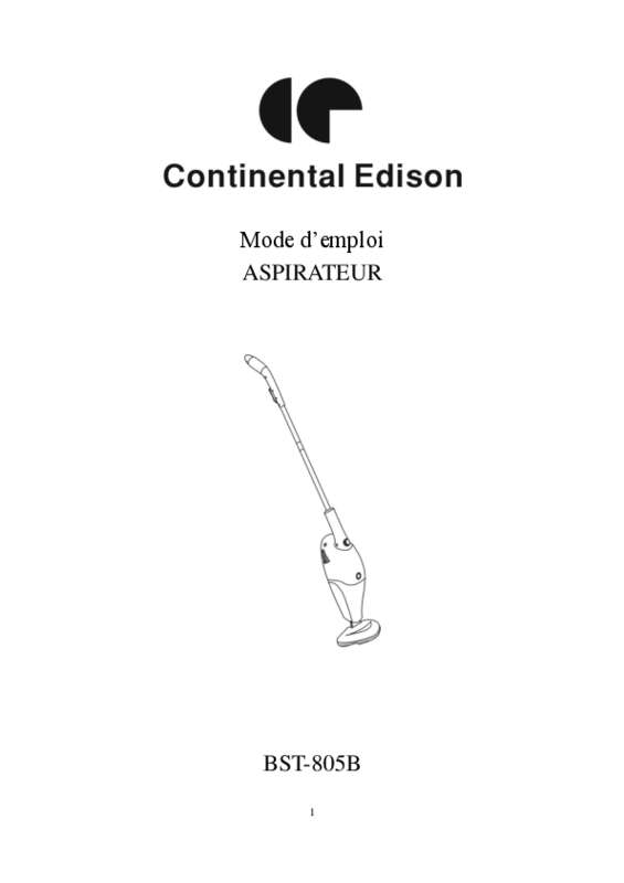 Guide utilisation CONTINENTAL EDISON BST-805B  de la marque CONTINENTAL EDISON