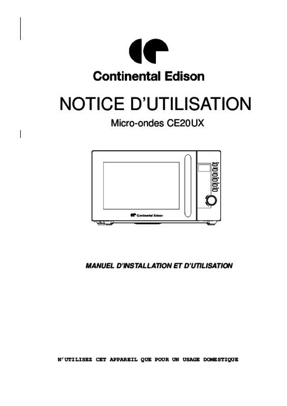 Guide utilisation CONTINENTAL EDISON CE20UX  de la marque CONTINENTAL EDISON