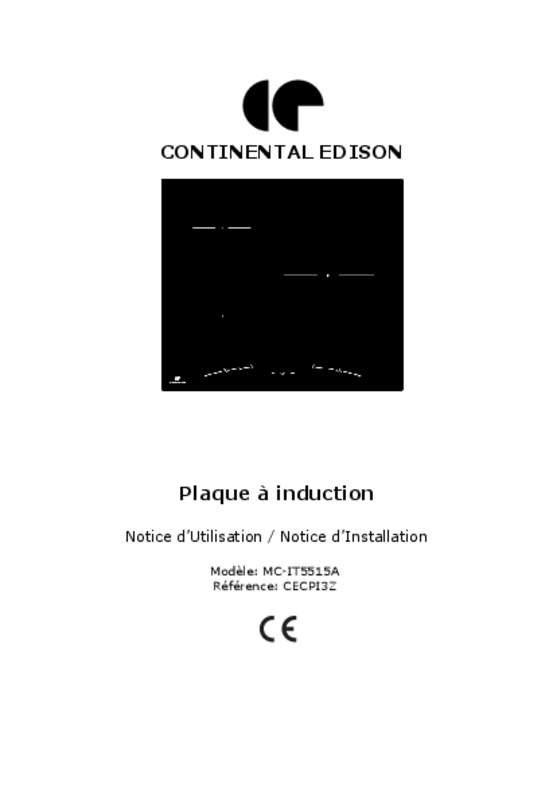 Guide utilisation CONTINENTAL EDISON CECPI3Z  de la marque CONTINENTAL EDISON