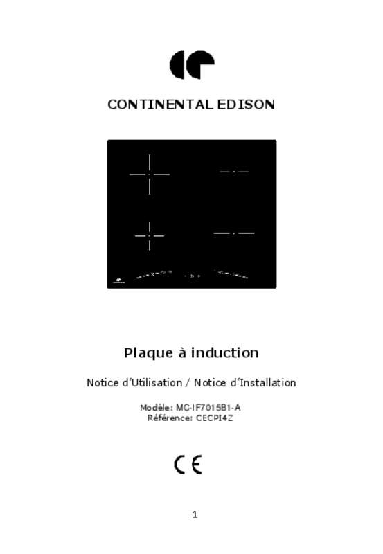 Guide utilisation CONTINENTAL EDISON CECPI4Z  de la marque CONTINENTAL EDISON