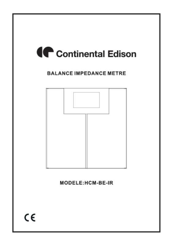 Guide utilisation CONTINENTAL EDISON HCM-BE-IR  de la marque CONTINENTAL EDISON