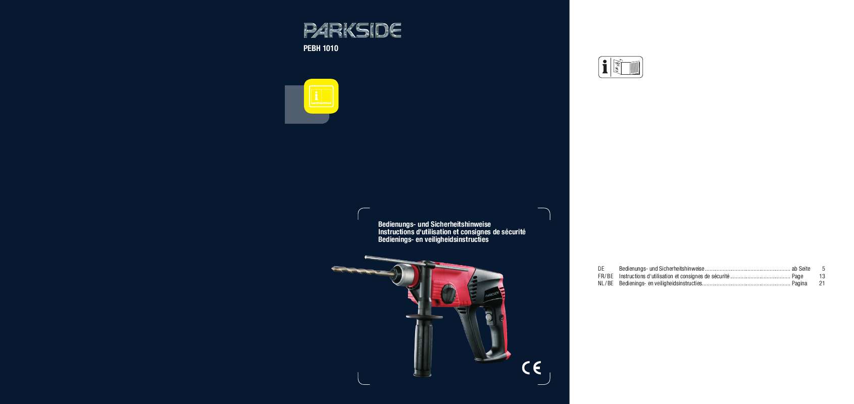 Guide utilisation  PARKSIDE KH 3162 PNEUMATIC HAMMER DRILL  de la marque PARKSIDE