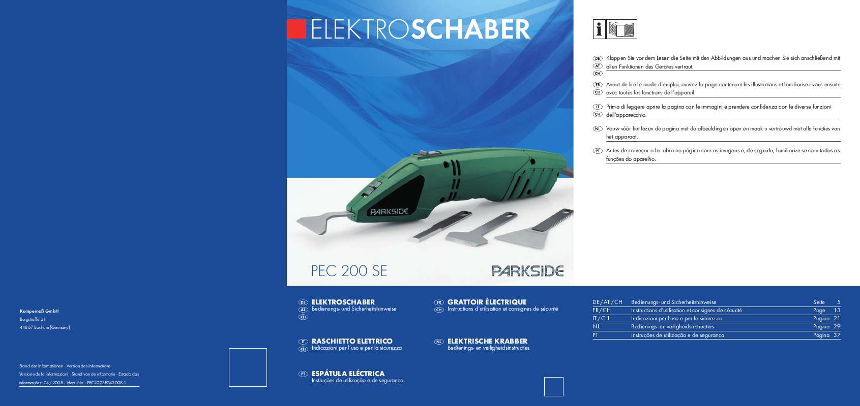 Guide utilisation  PARKSIDE KH 3163 ELECTRIC SCRAPER  de la marque PARKSIDE