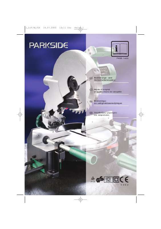 Guide utilisation  PARKSIDE PKGS 1400 CROSSCUT MITRE SAW  de la marque PARKSIDE