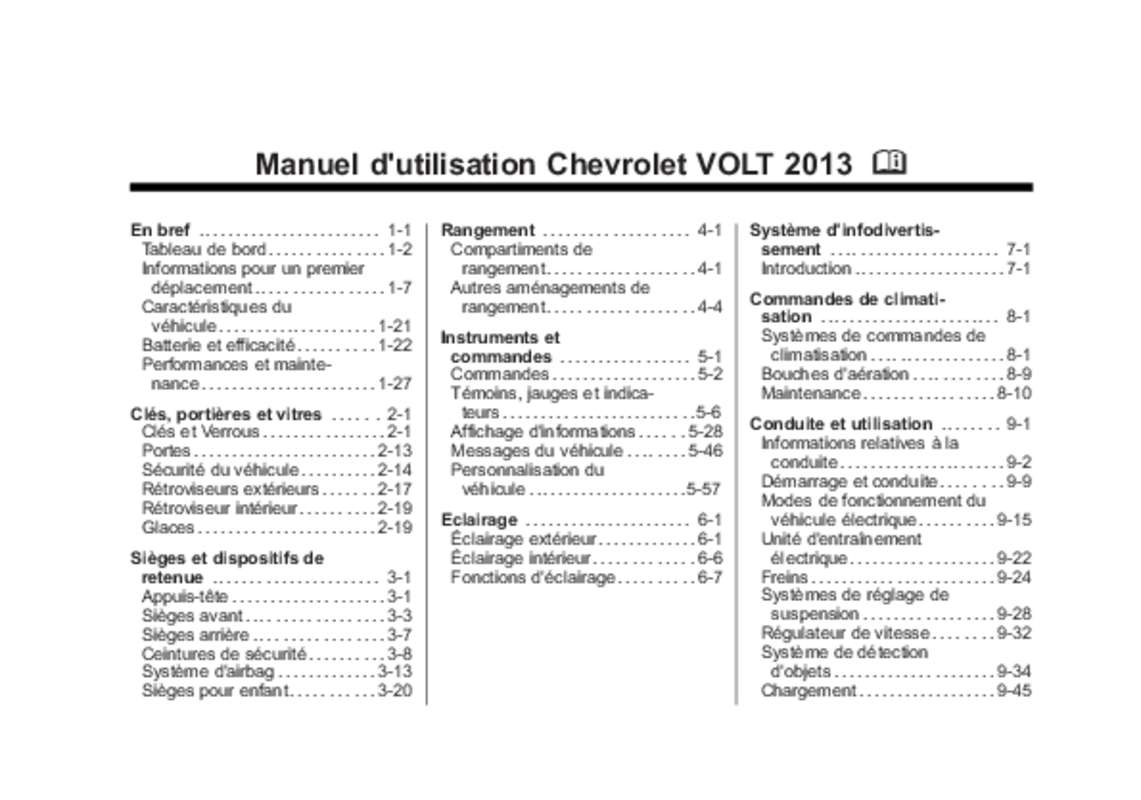 Guide utilisation CHEVROLET VOLT 2013  de la marque CHEVROLET