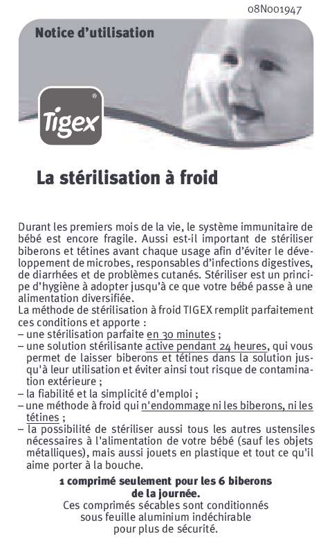Guide utilisation  TIGEX LA STERILISATION A FROID  de la marque TIGEX