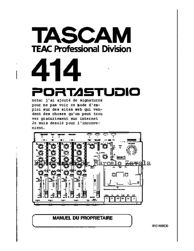 Guide utilisation  TASCAM 414 PORTASTUDIO  de la marque TASCAM