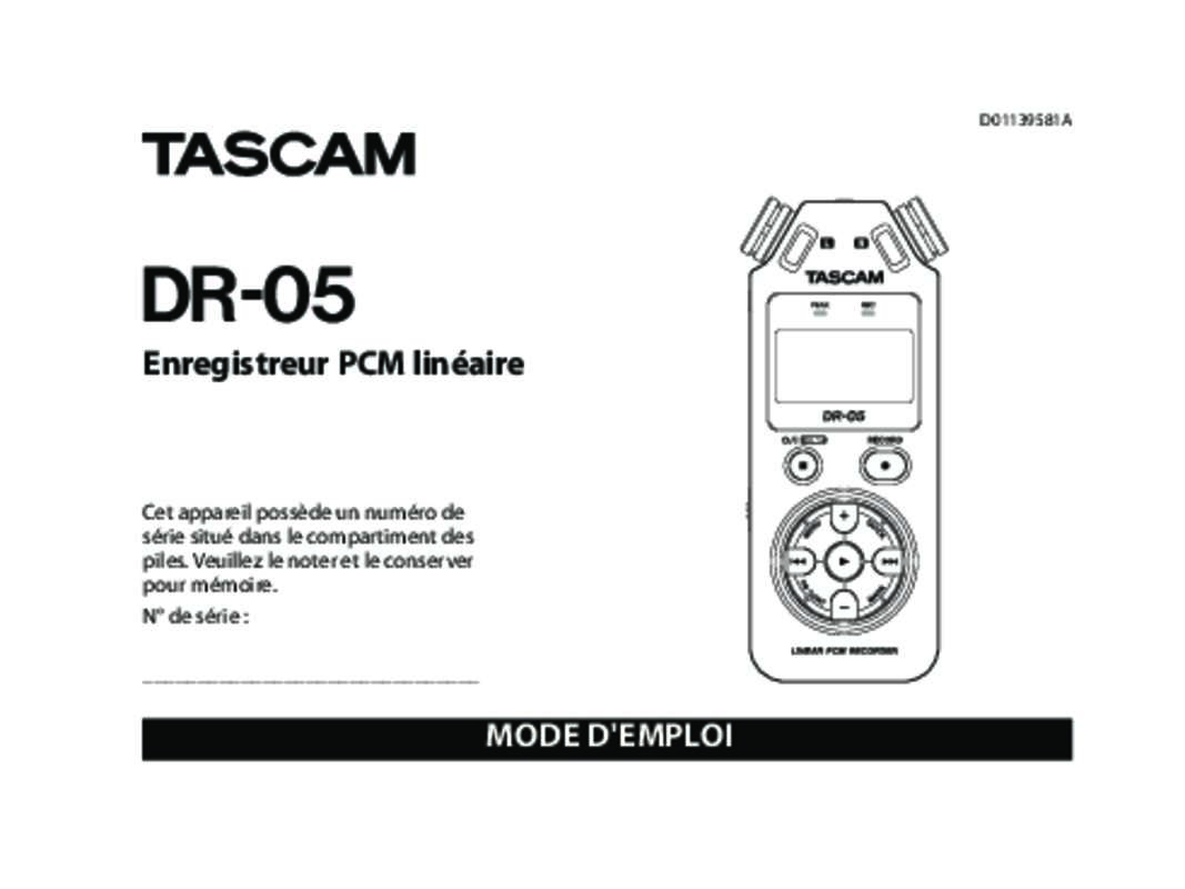 Guide utilisation TASCAM DR-05  de la marque TASCAM