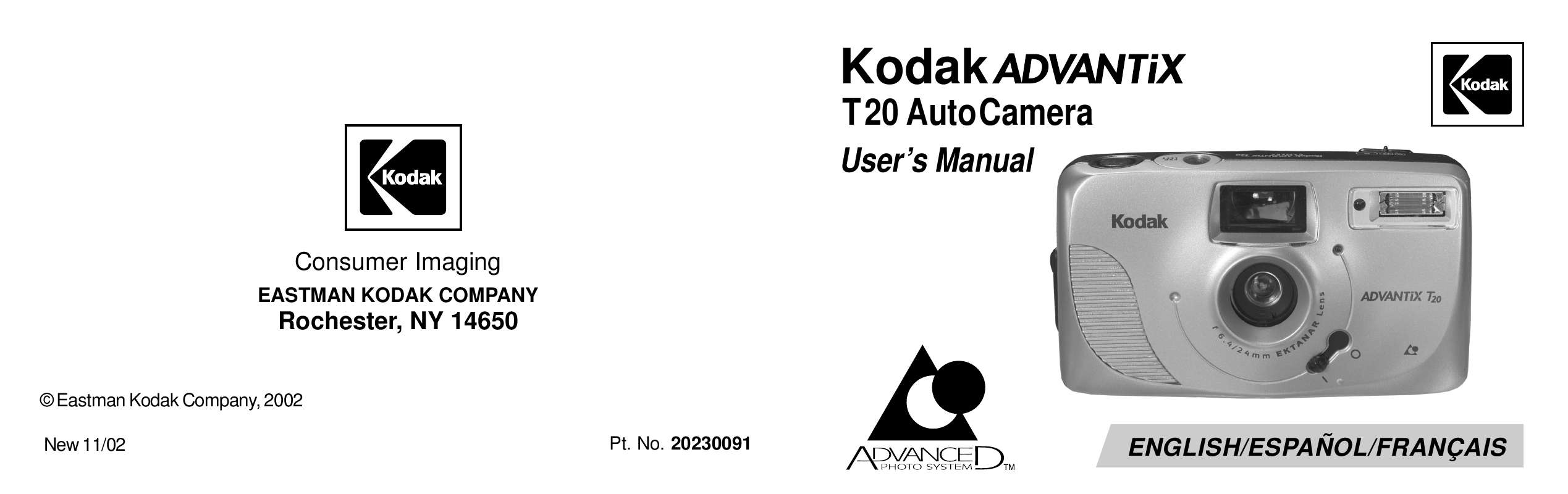 Guide utilisation KODAK ADVANTIX T20  de la marque KODAK