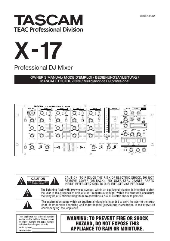 Guide utilisation  TASCAM X-17  de la marque TASCAM