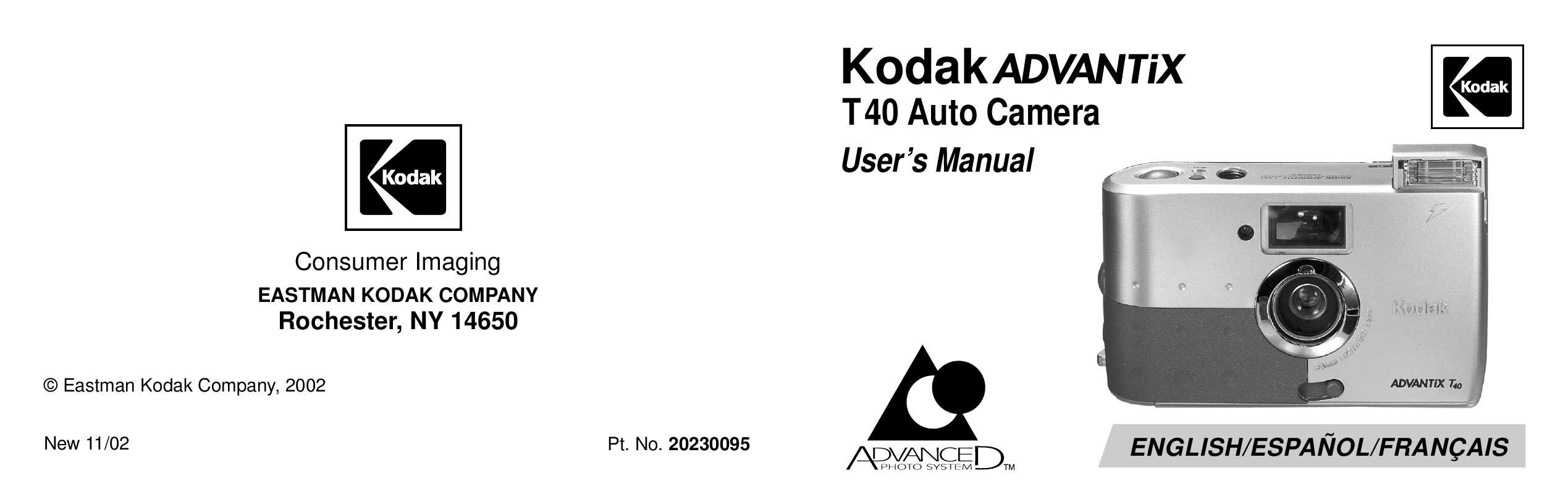 Guide utilisation KODAK ADVANTIX T40  de la marque KODAK