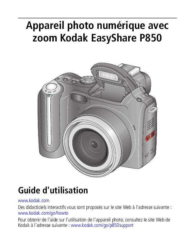 Guide utilisation KODAK P850  de la marque KODAK