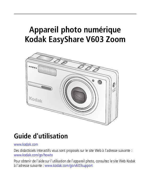 Guide utilisation KODAK V603  de la marque KODAK