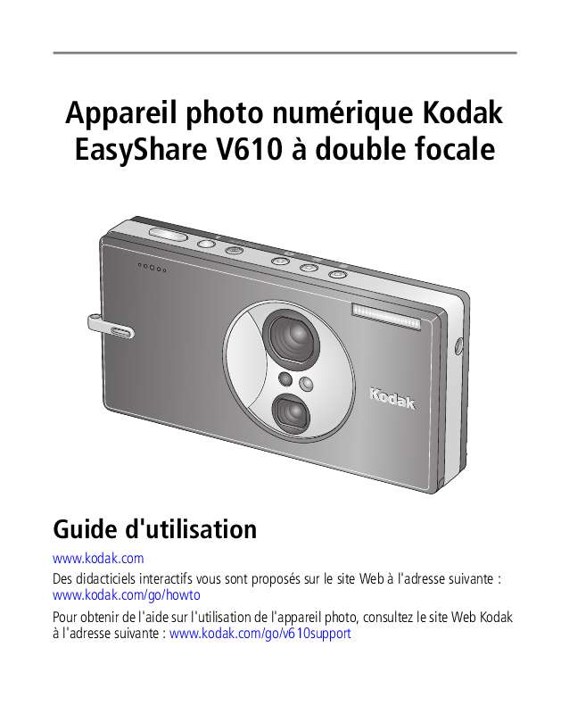 Guide utilisation KODAK V610  de la marque KODAK