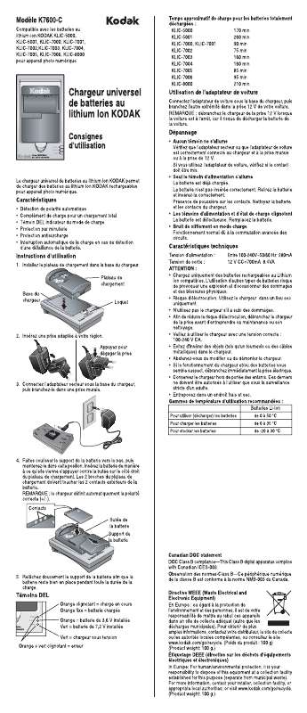 Guide utilisation KODAK K7600  de la marque KODAK