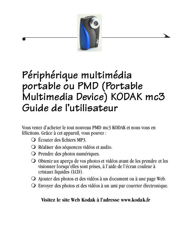 Guide utilisation KODAK PMD MC3  de la marque KODAK