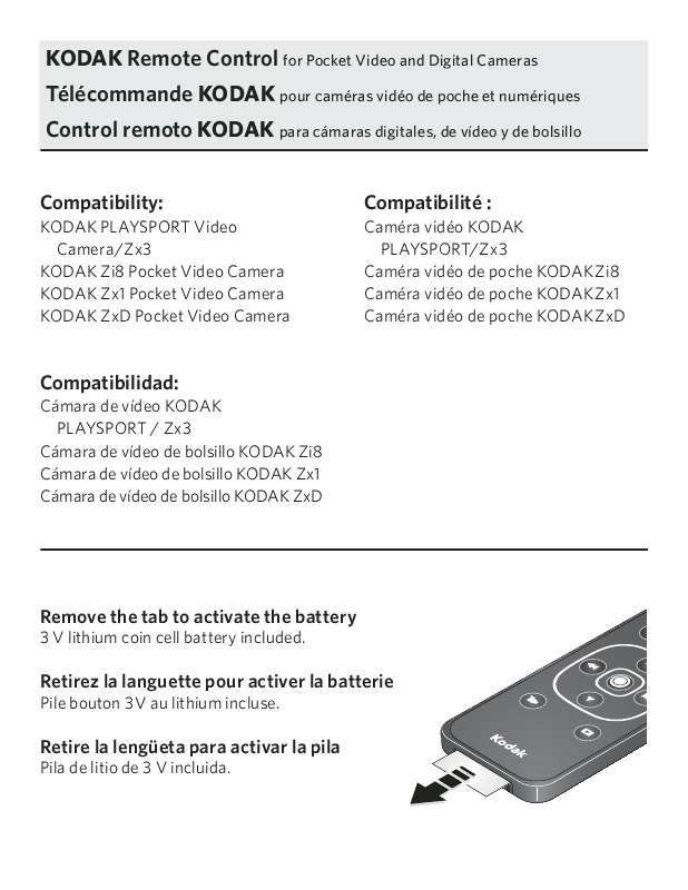 Guide utilisation KODAK REMOTE CONTROL  de la marque KODAK