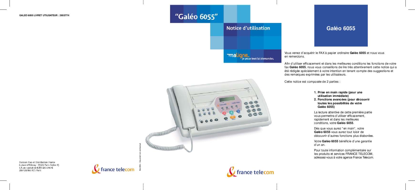 Guide utilisation  FRANCE TELECOM GALEO 6055  de la marque FRANCE TELECOM