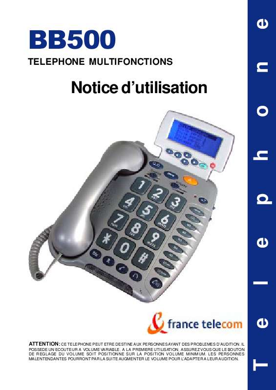 Guide utilisation  FRANCE TELECOM GEEMARC BB500  de la marque FRANCE TELECOM