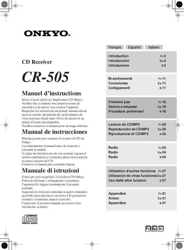 Guide utilisation  ONKYO CR-505  de la marque ONKYO