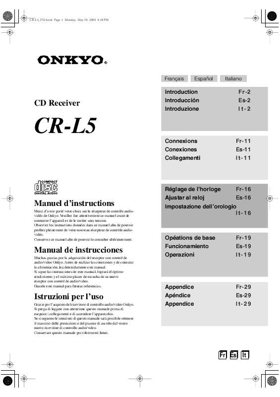 Guide utilisation  ONKYO CR-L5  de la marque ONKYO