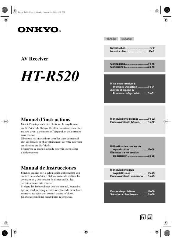Guide utilisation  ONKYO HT-R520  de la marque ONKYO