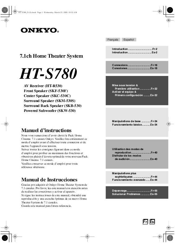 Guide utilisation  ONKYO HT-S780  de la marque ONKYO