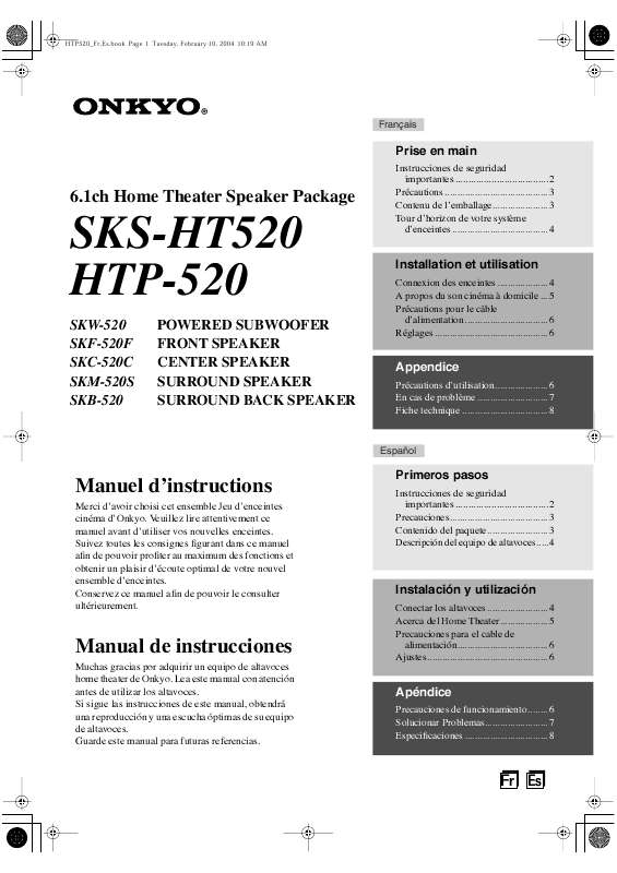 Guide utilisation  ONKYO SKM-520S  de la marque ONKYO