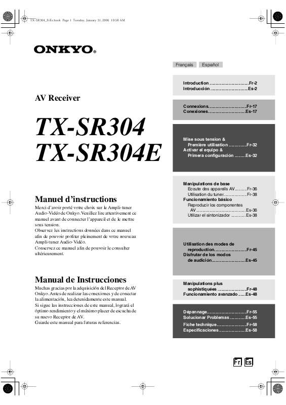 Guide utilisation  ONKYO TX-SR304E  de la marque ONKYO
