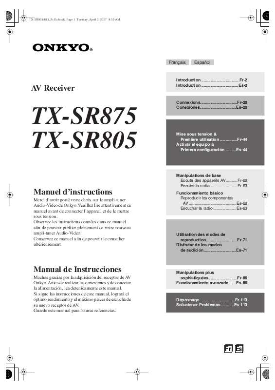 Guide utilisation  ONKYO TX-SR805  de la marque ONKYO