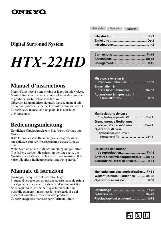Guide utilisation  ONKYO HTX-22HD  de la marque ONKYO
