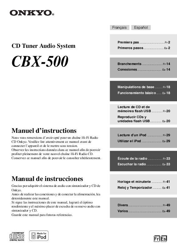 Guide utilisation ONKYO CBX-500  de la marque ONKYO
