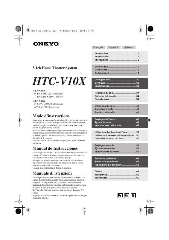 Guide utilisation  ONKYO HTC-V10X  de la marque ONKYO