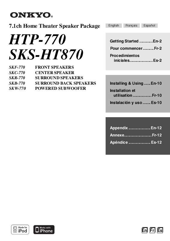 Guide utilisation  ONKYO HTP-770  de la marque ONKYO
