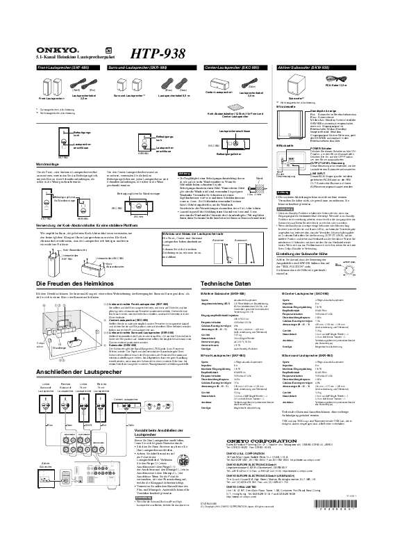 Guide utilisation  ONKYO HTP-938  de la marque ONKYO