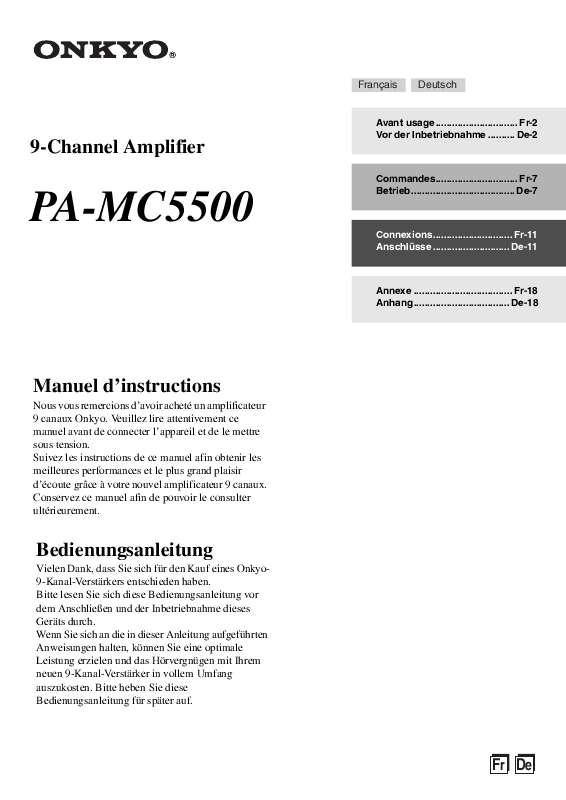 Guide utilisation  ONKYO PA-MC5500  de la marque ONKYO