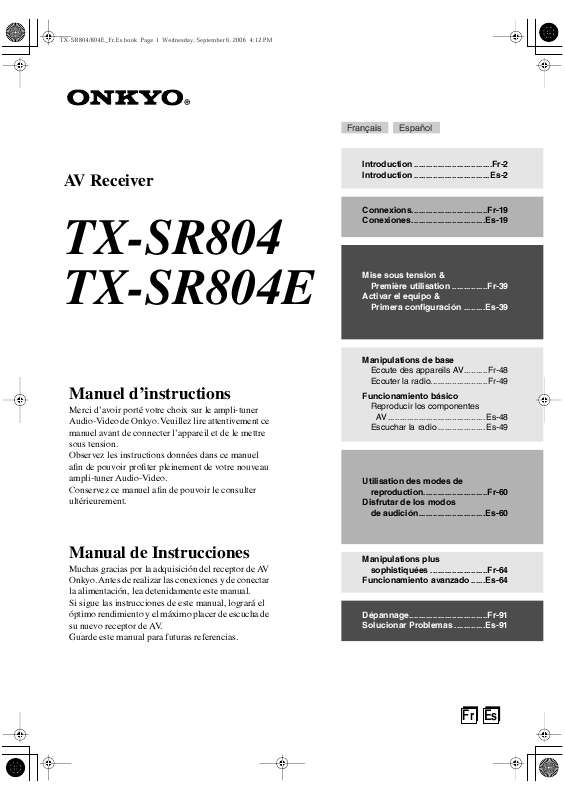 Guide utilisation  ONKYO TX-804E  de la marque ONKYO