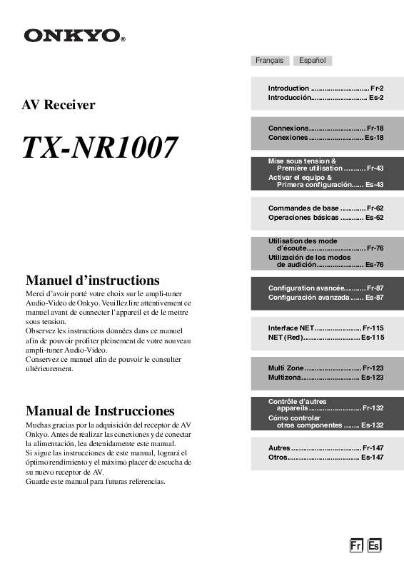 Guide utilisation  ONKYO TX-NR1007  de la marque ONKYO