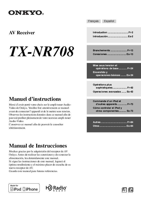 Guide utilisation  ONKYO TX-NR708  de la marque ONKYO