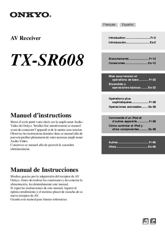 Guide utilisation  ONKYO TX-SR608  de la marque ONKYO