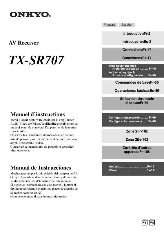 Guide utilisation  ONKYO TX-SR707  de la marque ONKYO