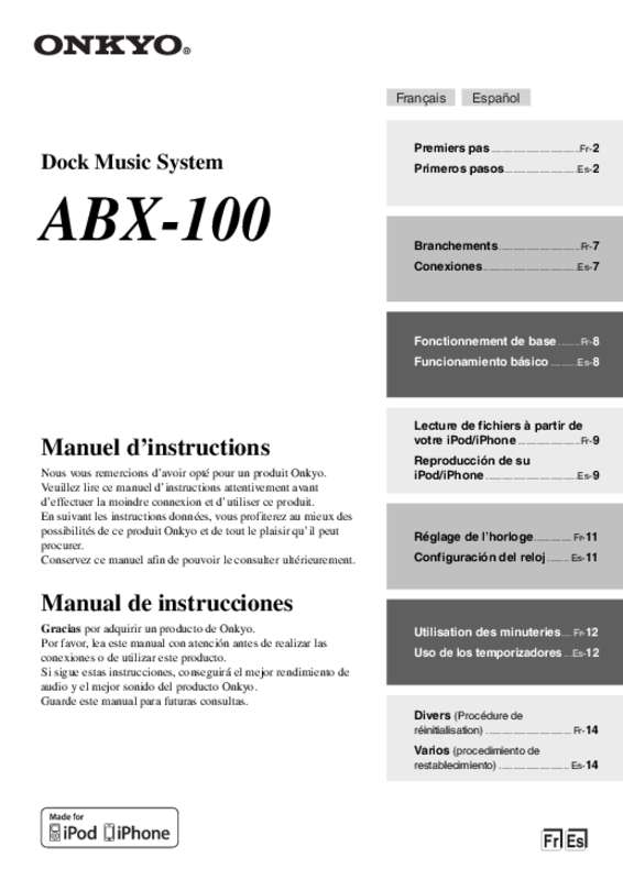 Guide utilisation  ONKYO ABX-100  de la marque ONKYO