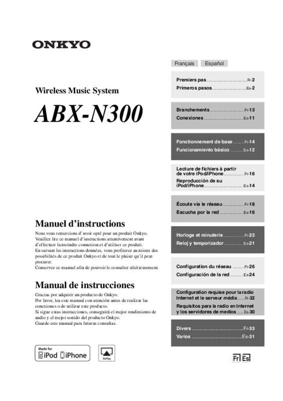 Guide utilisation  ONKYO ABX-N300  de la marque ONKYO