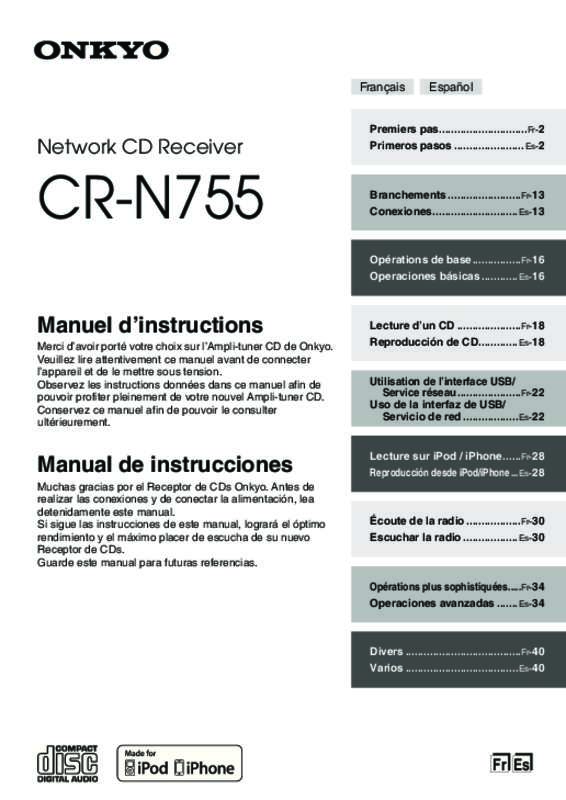 Guide utilisation  ONKYO CR-N755  de la marque ONKYO