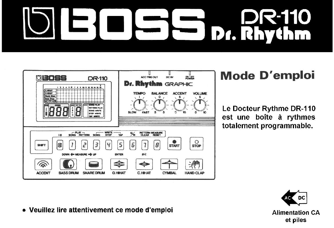 Guide utilisation BOSS DR-110  de la marque BOSS