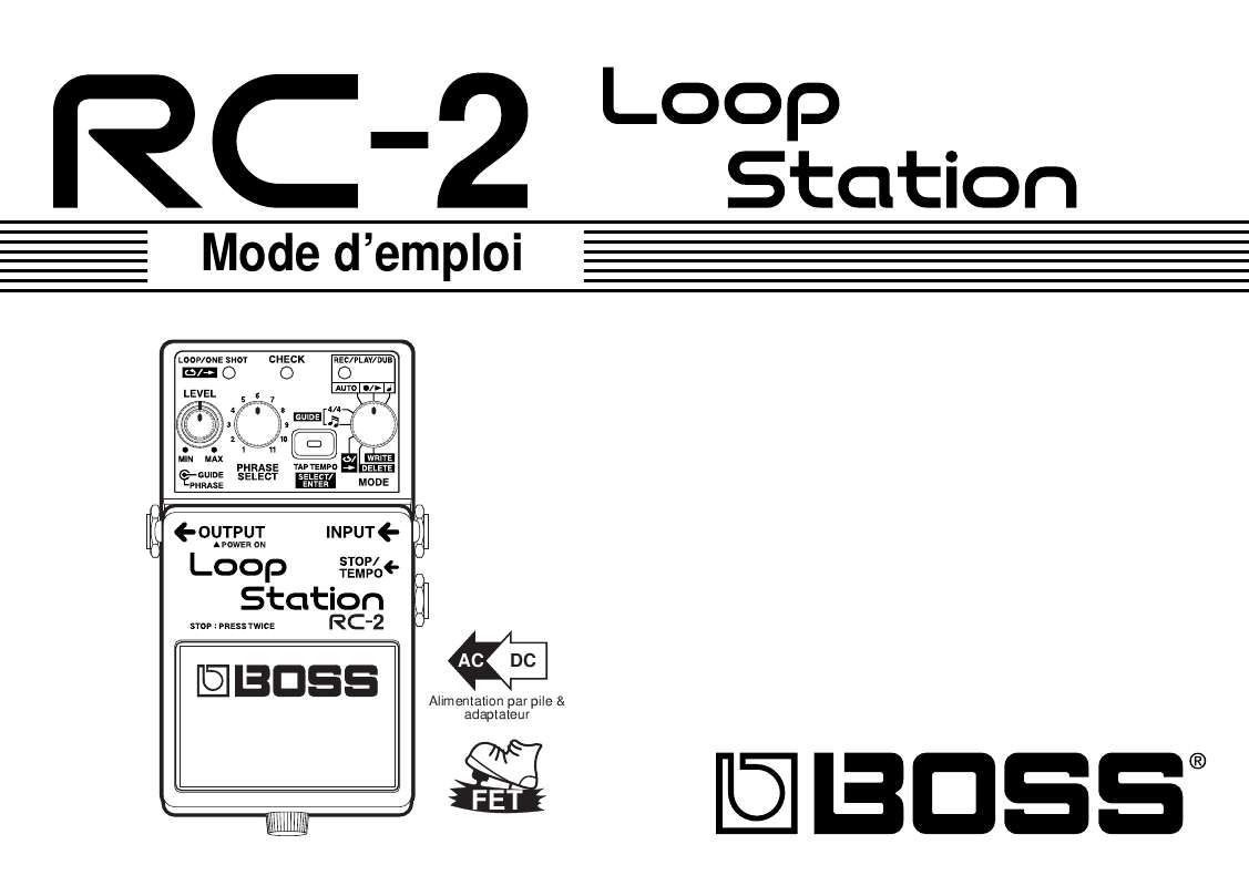 Guide utilisation BOSS RC-2  de la marque BOSS